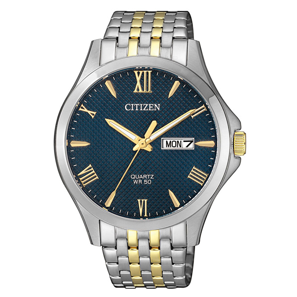 Citizen Dress Collection Men's Quartz Watch with Blue Dial and Day-Date Display BF2024-50L - Stainless Steel, 41mm