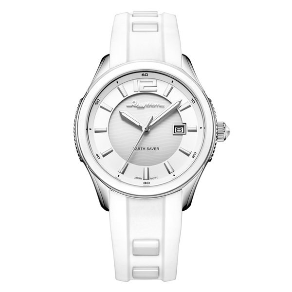 Rhythm ES1402R01 Earth Saver White Silicone Ladies Watch