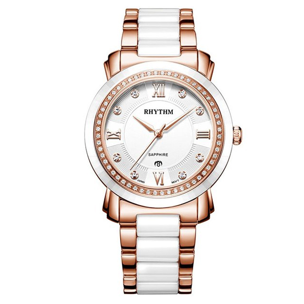 Rhythm F1303T03 Two Tone Chain White Dial Men's Dress Watch