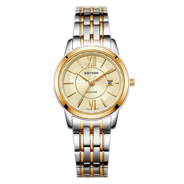 Rhythm G1304S04 Two Tone Chain Golden Dial Ladies Gift Watch