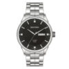 Rhythm GS1603S02 Men's Silver Chain Black Dial Dress Watch