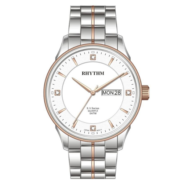 Rhythm GS1603S09 White Dial Silver Chain Men's Dress Watch