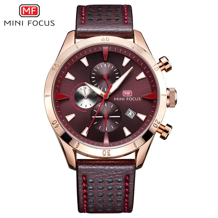 MINI FOCUS MF0011 Chronograph Leather Band Men’s Watch