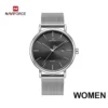 NaviForce 3008L Silver Mesh Black Dial Ladies Analog Date Dial Wrist Watch