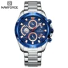 NaviForce NF8021 Blue Multi Dial Silver Chain Men’s Dress Watch