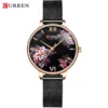 CURREN 9060 Ladies Flower New Luxury Stainless Steel Bracelet Wrist Watch