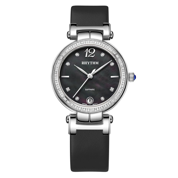 Rhythm L1504L02 Black Leather Analog Dial Ladies Dress Watch