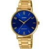 Casio LTP-VT01G-2B Golden Chain Blue Dial Watch For Ladies