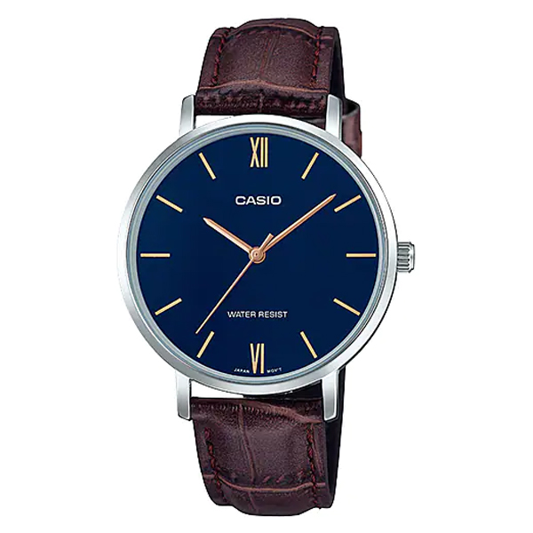 Casio LTP-VT01L-2B Ladies Brown Leather Blue Dial Gift Watch