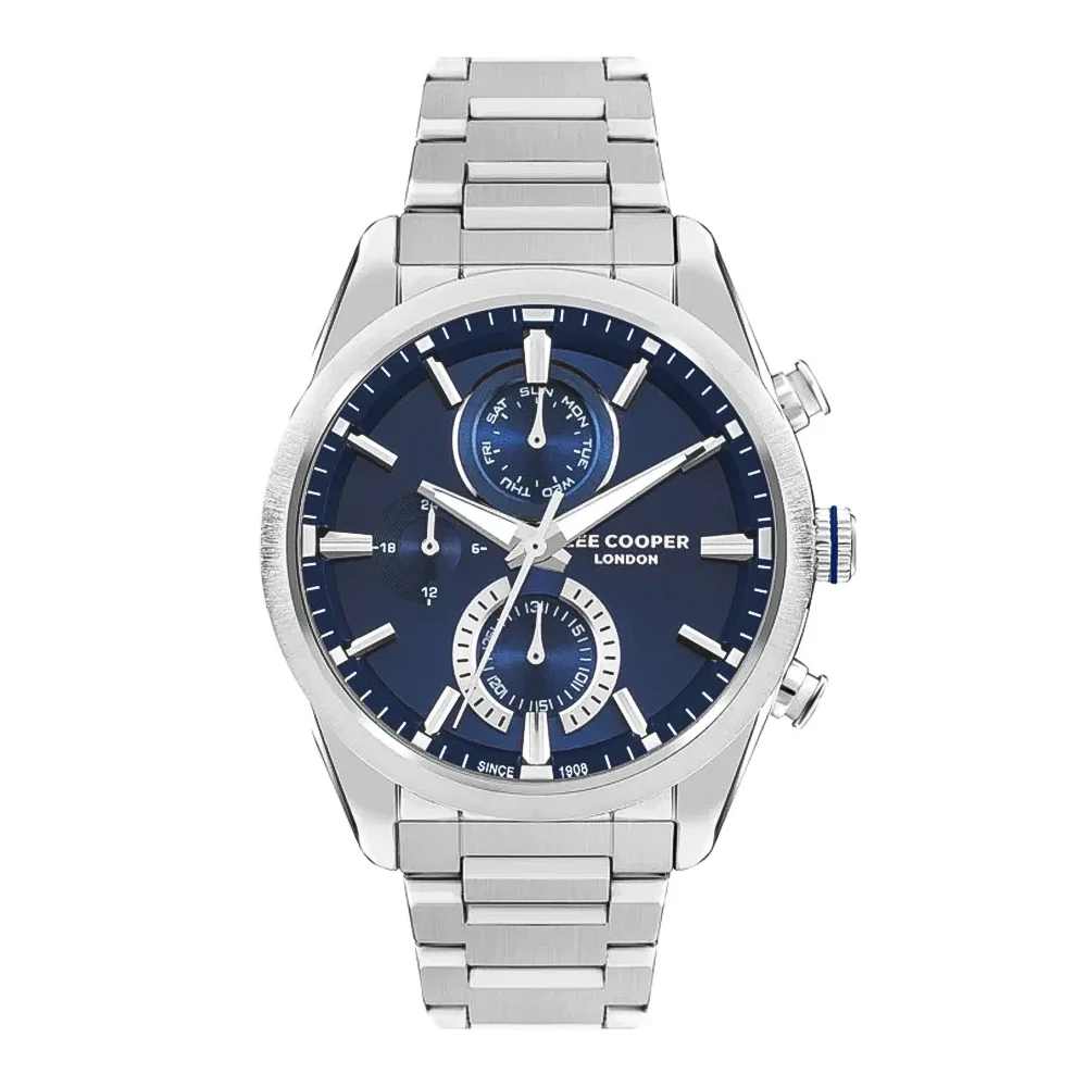 Lee Cooper LC07947.390 Men’s Multifunction Stainless Steel Watch with Blue Dial