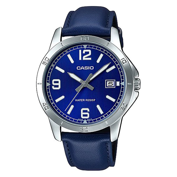 Casio MTP-V004L-2B Blue Leather Strap Men's Casual Watch