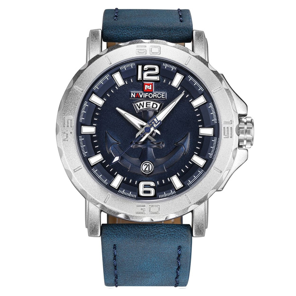 NaviForce 9122 Blue Leather Band Analog Quartz Men's Watch