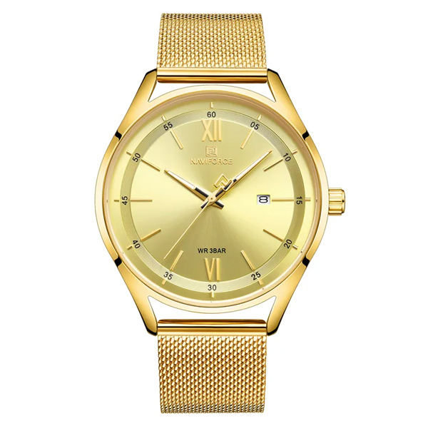 NaviForce 3013L Analog Golden Mesh Band Women Gift Watch