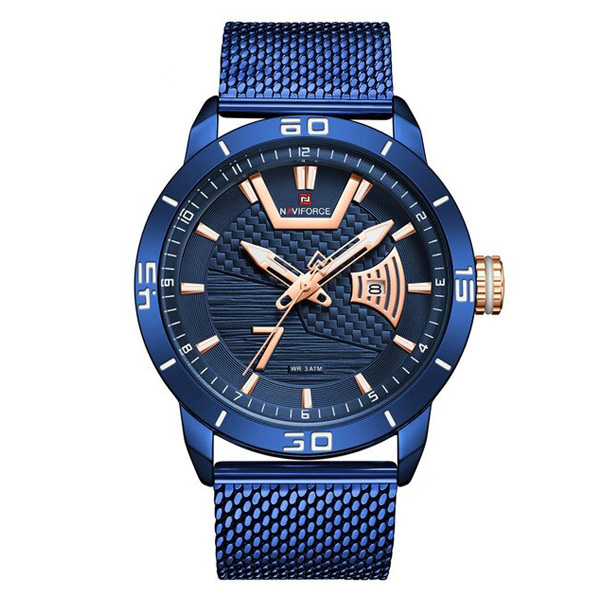 NaviForce 9155A Blue Mesh Chain Analog Dial Men's Gift Watch