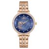 NaviForce 5017 Flower Printed Blue Dial Rose Gold Dress Wrist Watch