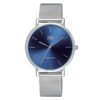 Q&Q QA20J202Y Silver Mesh Blue Dial Classic Watch For Men's