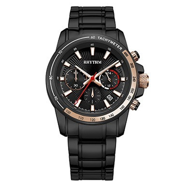 Rhythm S1403S05 Men's Chronograph Black Chain Stylish Watch