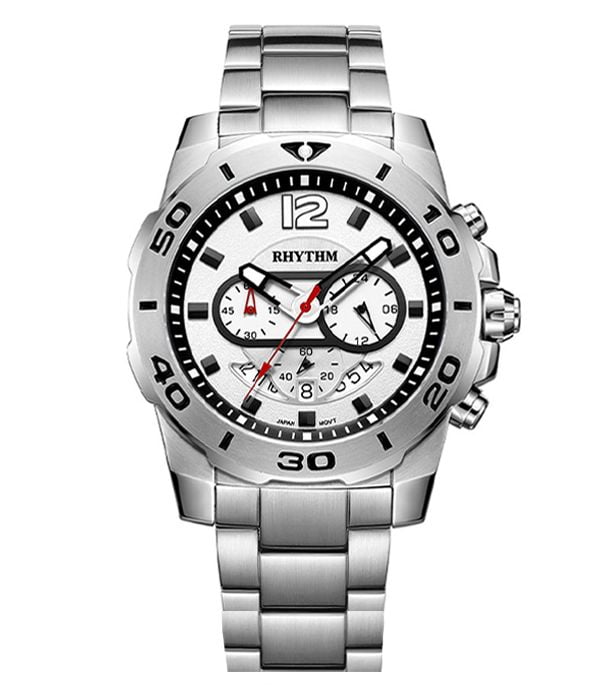 Rhythm S1408S01 Men's Silver Chain Chronograph Dress Watch