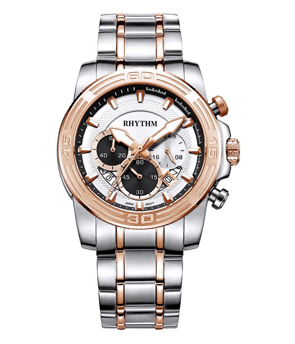 Rhythm S1409S04 Men's Two Tone Chain Chronograph Gift Watch