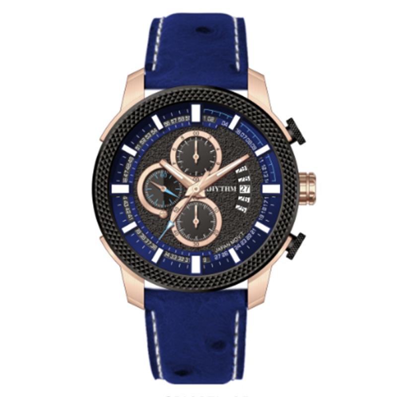 Rhythm SI1607L06 Blue Leather Chronograph Watch For Men’s