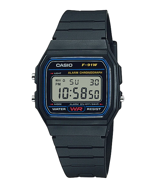 Casio F-91W-1DG Vintage Digital Dial Black Resin Band Watch