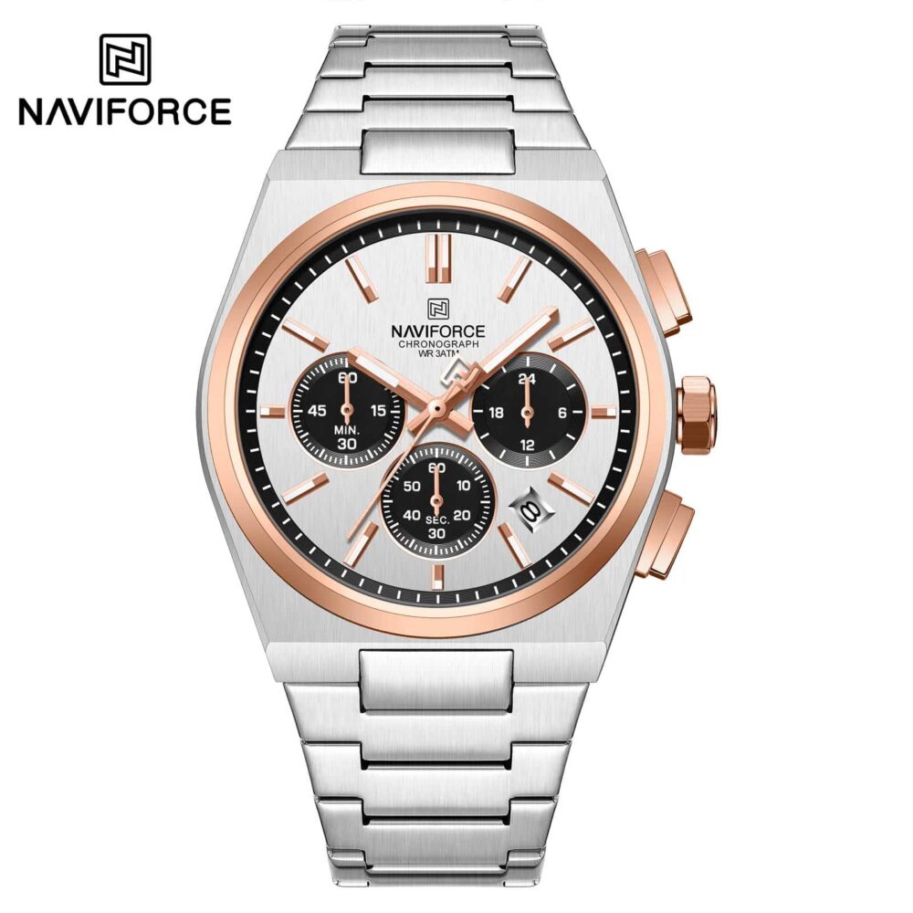 Naviforce NF8048 S/W/RG Men's Quartz Chronograph Watch - Stainless Steel